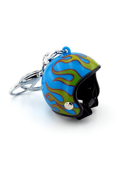Solfera Flame Pattern Blue Motorcycle Scooter Motor Helmet Keychain KC084
