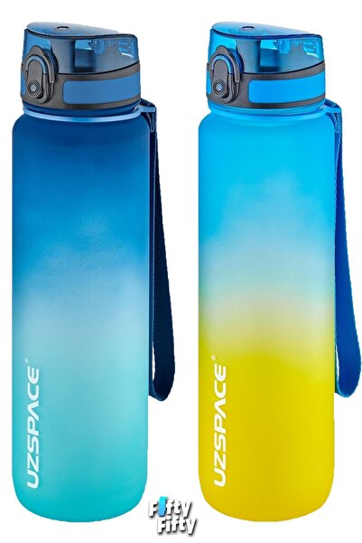 Uzspace 2-Piece Tritan Water Bottle Set 1000ml Large Size Double Color Softto...