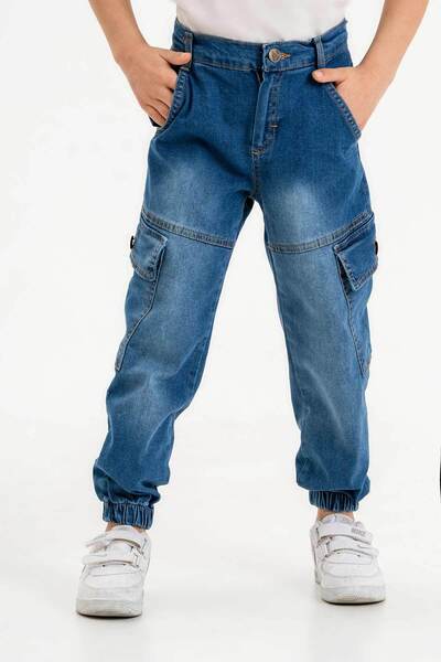 Gold Class Kidswear Erkek Çocuk Jogger Kargo Cepli Kot Pantolon