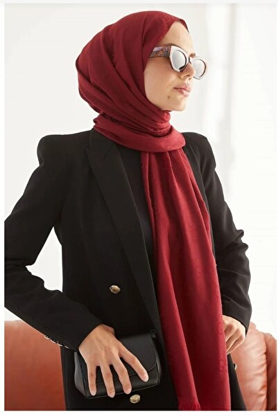 Trablus الحجاب المرأة G نمط القطن الجاكار شال بورجوندي