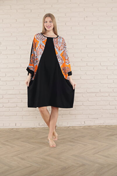 mervemoda rochie tunică de damă cu mânecă scurta lungime midi