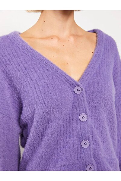 LC Waikiki Casual V Yaka Düz Uzun Kollu Kadın Triko Hırka