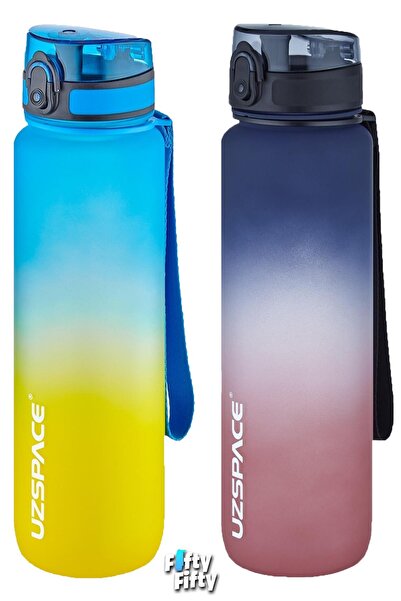 Uzspace 2-Piece Tritan Water Bottle Set 1000ml Large Size Double Color Softto...