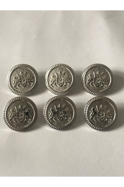 aensia نموذج أسد مزدوج فضي، زر كبير الحجم، 40 زرًا معدنيًا، معطف واقٍ من المطر وزر معطف - عبوة من 6 قطع