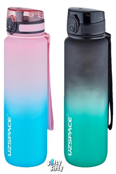 Uzspace طقم قارورة تريتان مكون من قطعتين 1000 مل حجم كبير مزدوج اللون مجموعة ...