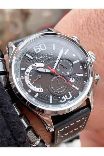 Ferrucci FERRUCCİ FUNCTION LEATHER CORD MEN'S WRISTWATCH + BRACELET WITH GIFT