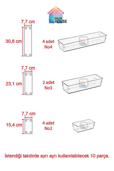 color house Σετ 10 Modular Spoon Holders - Διαφανές Συρτάρι και Οργανωτής Ψυγείου