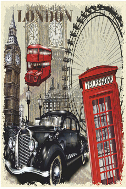 Hayat Poster ingiltere londra sembolleri turistik gezi temalı retro ahşap poster