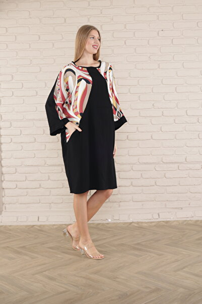 mervemoda rochie tunică de damă cu mânecă scurta lungime midi