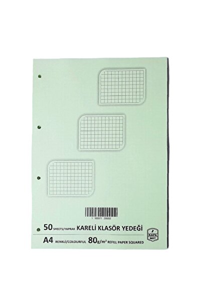 kafanot A4 Kareli Açık Yeşil Kolej Klasör Yedeği 50 Yaprak