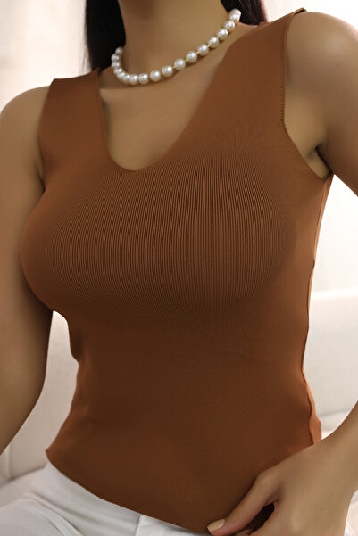 ALCHON Basic καλοκαιρινό γυναικείο πλεκτό εσώρουχο - λαιμόκοψη V και χοντρά λουριά