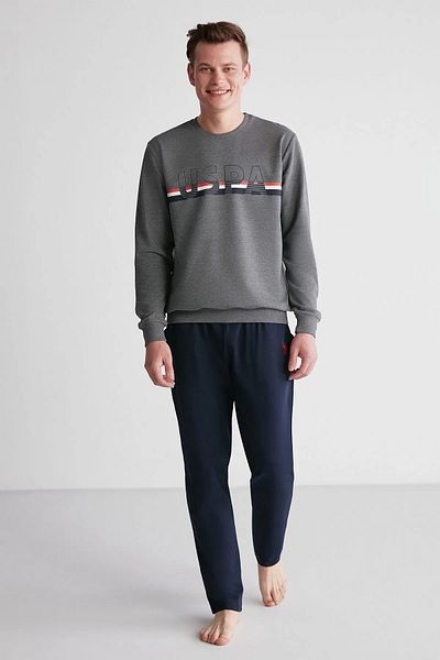 U.S. Polo Assn. US POLO ΑΔΕΙΑ ΠΟΔΗΛΑΤΟΣ ΛΑΙΜΟΣ ΒΑΜΒΑΚΙ ΜΑΚΡΥΜΑΝΙΚΗ ΑΝΔΡΙΚΗ ΣΤΟΛΗ ΠΙΤΖΑΜΑΣ 18710