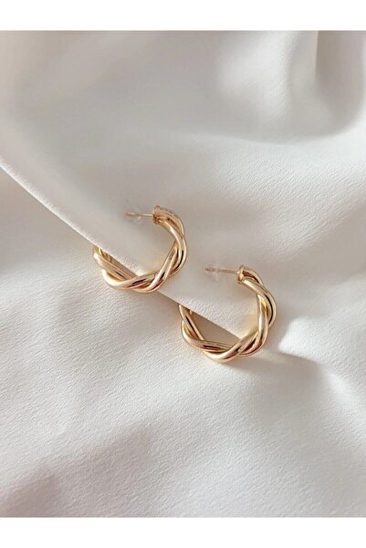 MRK Halka Model Burgulu Gold Küpe