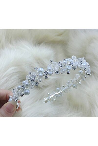 Hoşbirader Κρυστάλλινο και μαργαριταρένιο κομψό στέμμα νύφης