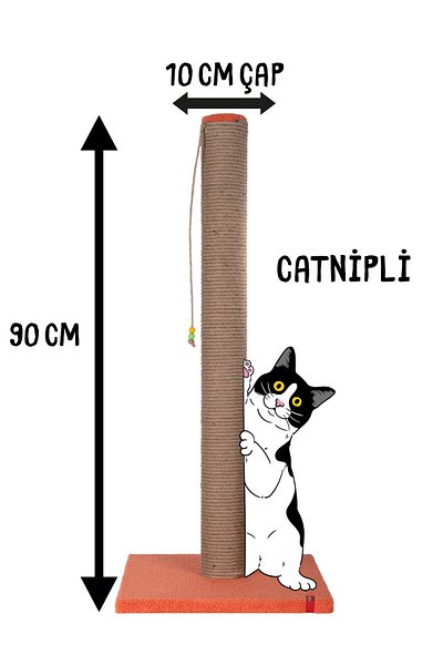 PUGALO 90cm Thick Tubular Giant Scratching Post - Orange Cushion Surface