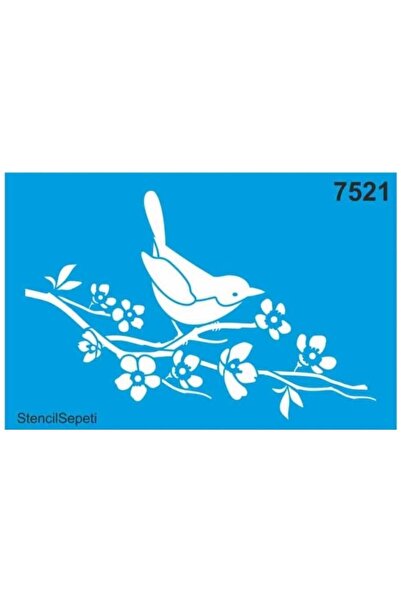 DERYA DESİNG ART قالب استنسل على شكل طيور على فرع St7521 مقاس 20x30 سم