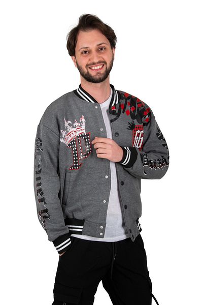 DeepSEA Ανδρικό τζάκετ Anthracite Snap Fastener Bomber College 2304764