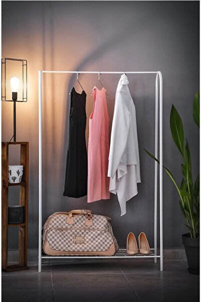 Bye Concept More Dekoratif Çok Amaçlı Beyaz Metal Ayaklı Elbise Askılığı Tek ...