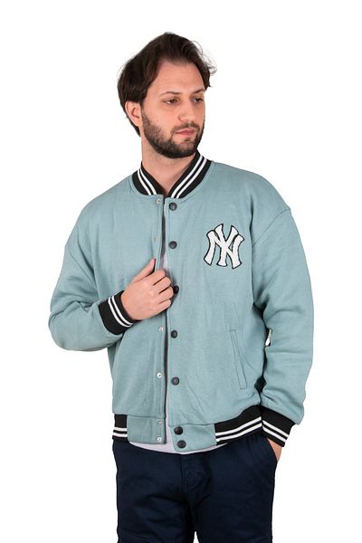 DeepSEA Ανδρικό Ανοιχτό Πράσινο Αθλητικό Snap College Collar Bomber Coat Jacket 2304760