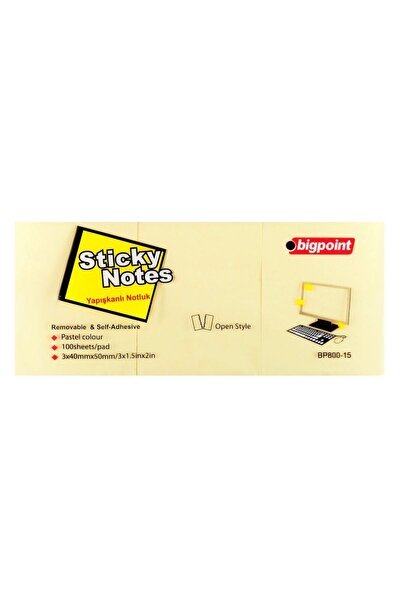 Bigpoint Lepilni papir za beleške 3 komada 40x50 mm žuti BP800-15 (paket od 4)
