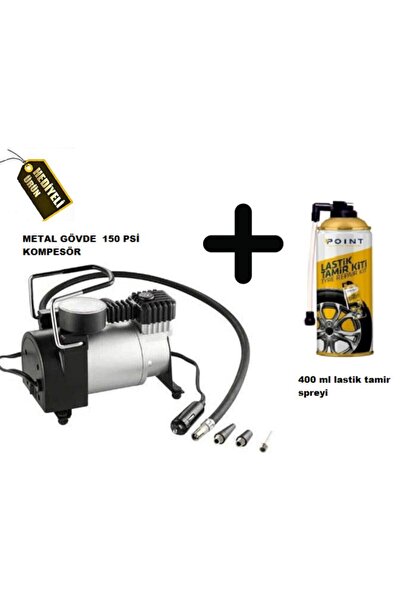 carup Metal Gövdeli Hava Kompresörü Lastik Şişirme 12 Volt 100 Psi 400 ml Las...