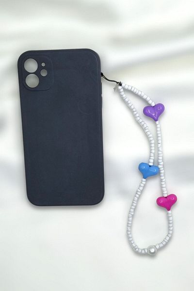 KRIMO Pink Blue Purple Heart White Beaded Phone Charm Ornament