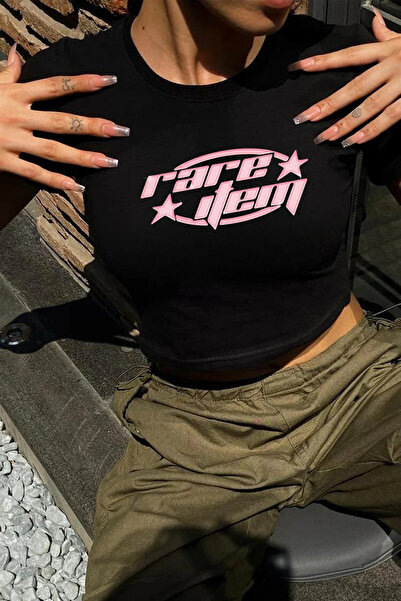 weywot المرأة الوردية Rare إيتم المطبوعة قصيرة الأكمام المحاصيل