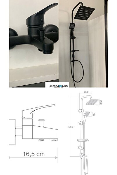armour armatür Siyah Banyo Batarya Seti