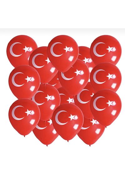 Yogi parti 29 October 23 April 50 Pieces Flag Crescent Star Turkish Flag Balloon