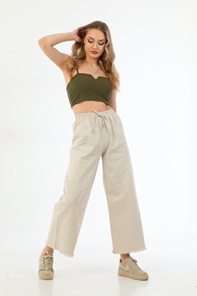 Sfg Life Moda Γυναικεία καλοκαιρινά τζιν παντελόνια με φούντες στα μπατζάκια ...