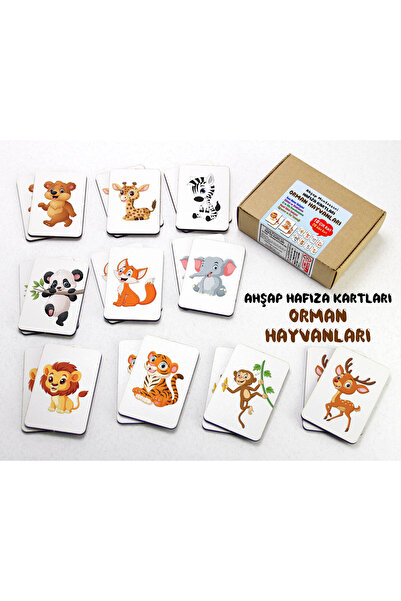 Tasarım Şeker Zeka Kartları Eşleştirme Oyunu, Orman Hayvanları Hafıza Kartlar...
