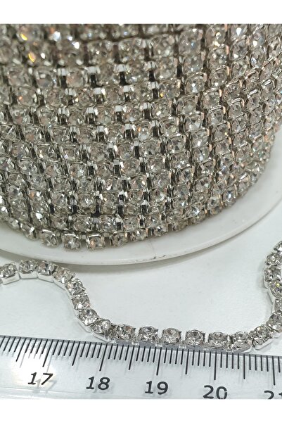 CRYSTALSHOP Panglică cu pietre - Ss16 (3mm) Carcasă argintie - (4 METRI)