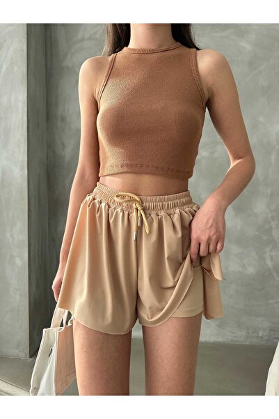 Jeevee Πλισέ Basic διπλό σορτς με κορδόνια