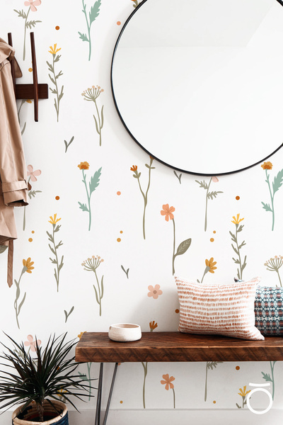 ANGARYA Minimal Ve Modern Stil, Dekoratif Çiçekler, Ev Dekorasyonu Şeffaf Duvar Sticker