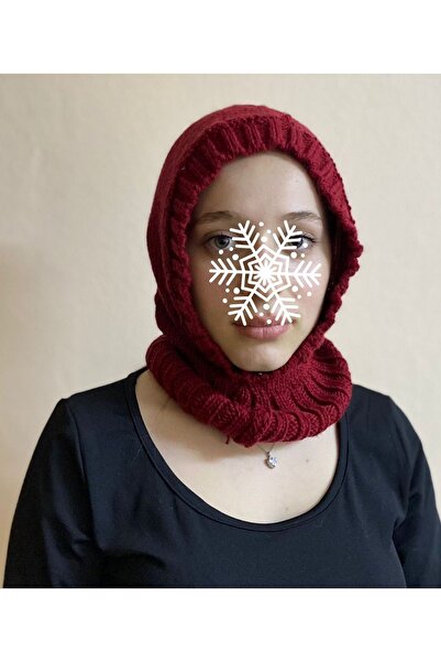 sema aksesuar قبعة شتوية محبوكة وطوق للرقبة - قبعة صغيرة بغطاء للرأس - قبعة ت...