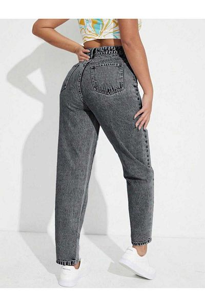 Trn JNS Smoked Casper Mom Jeans - Snow Washing Feature