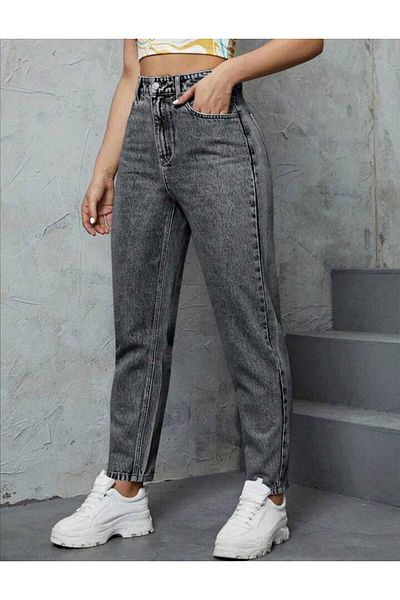 Trn JNS Smoked Casper Mom Jeans - Snow Washing Feature