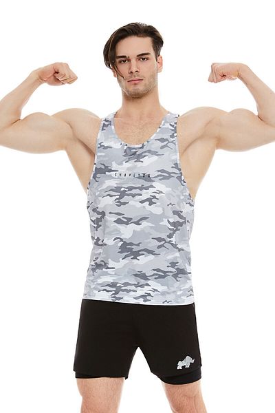 ShapeYou Light Gray Camouflage Men's Fitness Athlete Undershirt