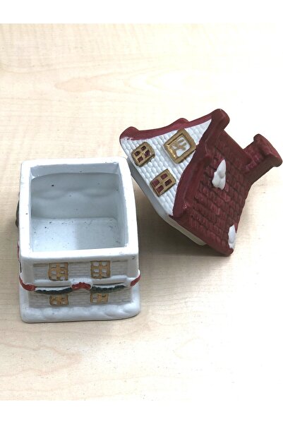 SANAT TACİRİ VİNTAGE PORSELEN EV KAPAKLI BİBLO DEKORATİF KUTU NO 14