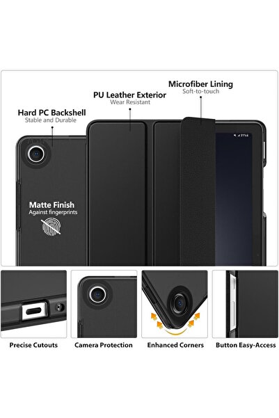 m.tk moveteck Samsung Galaxy Tab A9 Plus Kılıf 11 inç Sm-X210 Tablet Kılıfı Akıllı Uyku Modlu Şeffaf Cam+Kalem Set