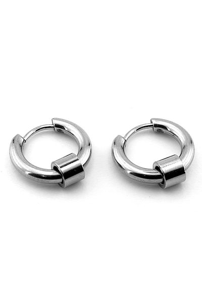 Solfera Intertwining Hoop Silver Color Steel Men's Women's Earrings ER033