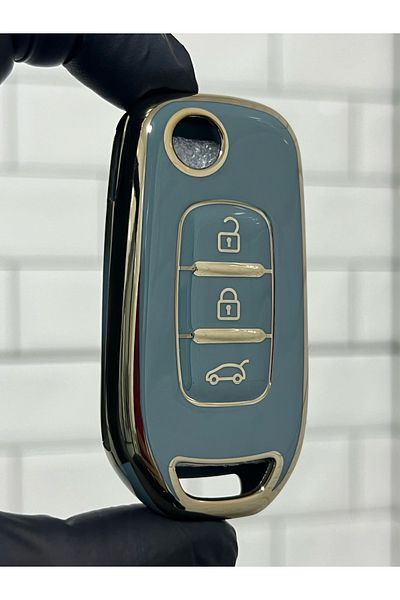 BARKAS ELEKTRONİK Renault Clio 5 Megane 4 Captur Kadjar Symbol Switchblade Key Case Gray