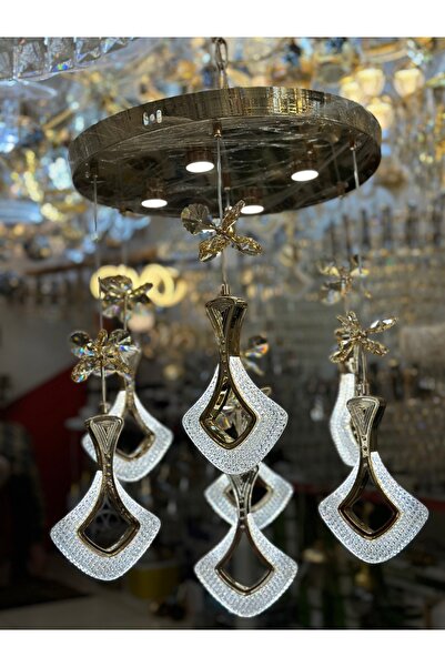 ASLİ AYDINLATMA 2024 MODEL LEDLİ 7Lİ SARKIT AVİZE 3 RENK SEÇENEĞİ