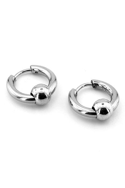 Solfera Globe Ball Silver Color Stainless Steel Men Women Hoop Earrings ER025