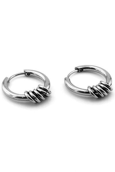 Solfera Five Hoops Silver Color Stainless Steel Men's Women's Earrings ER037