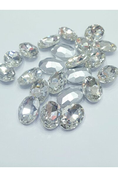 CRYSTALSHOP حجر لاصق - {مقوس على الظهر} بيضاوي 10 × 14 مم (50 قطعة)