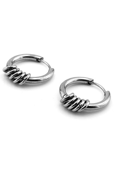 Solfera Five Hoops Silver Color Stainless Steel Men's Women's Earrings ER037