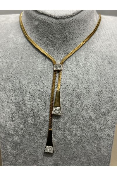 İNN JEWELLERY قلادة فولاذية مضادة للتشوه ومضادة للحساسية مع شكل حجري (ضمان مستورد لمدة عامين)