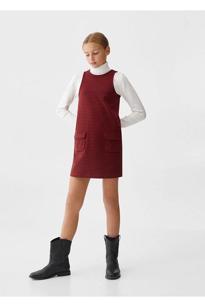 MANGO Kids Gilet-Kleid mit Hahnentrittmuster