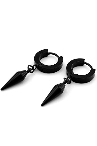 Solfera فاسق شوكة تتدلى الفولاذ المقاوم للصدأ الأسود الرجال النساء الأقراط ER036